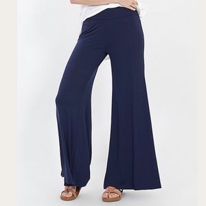Pants - Navy Blue Plus Size Palazzo Gaucho Pants 1X 2X 3X Pants - Navy Blue Plus Size Palazzo Gaucho Pants 1X 2X 3X
